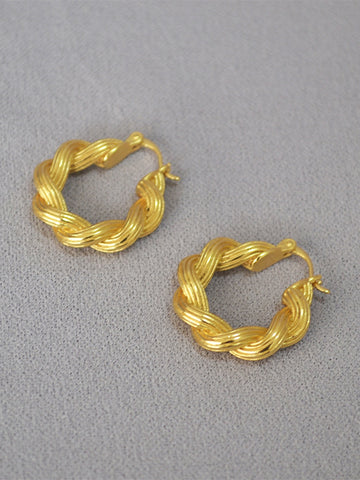 Chunky Twisted Gold Hoop Earrings