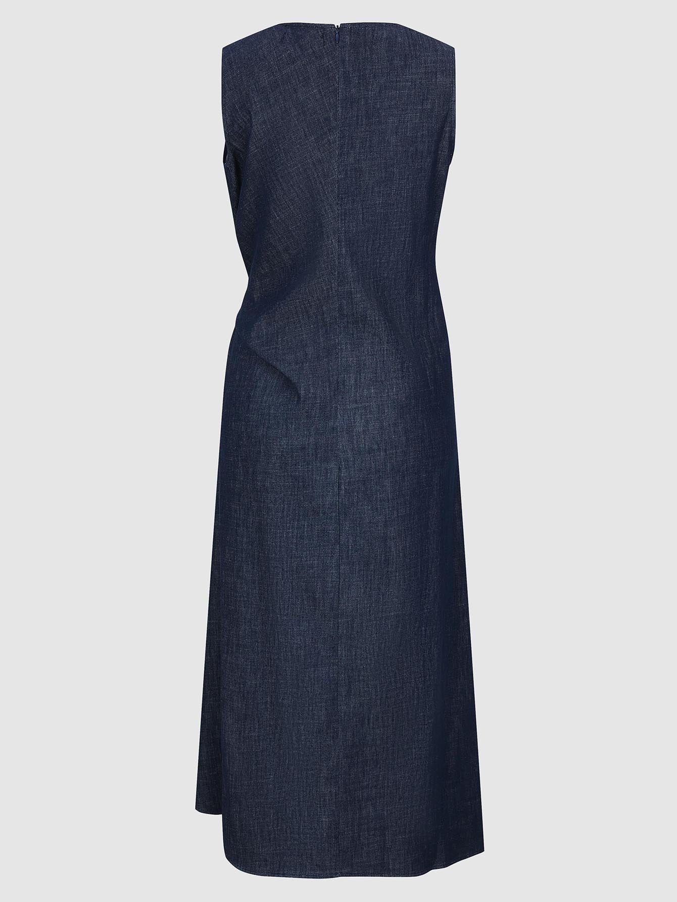 Urban Revivo Knot Front Sleeveless Denim Midi Dresses-Indigo