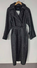 Herringbone Belted Wool Blend Trench Coat