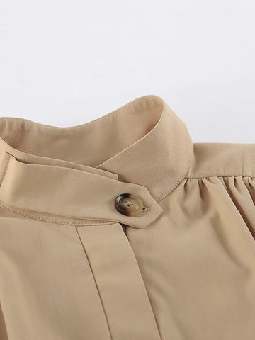 Puff Sleeve Stand Collar Crop Jacket