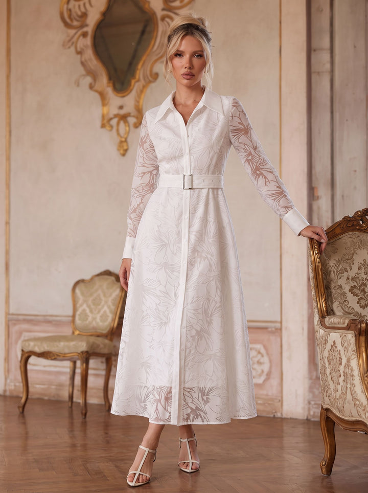 Elegant Floral Sheer Midi Dress