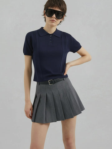 Pinstripe Pleated Skirt