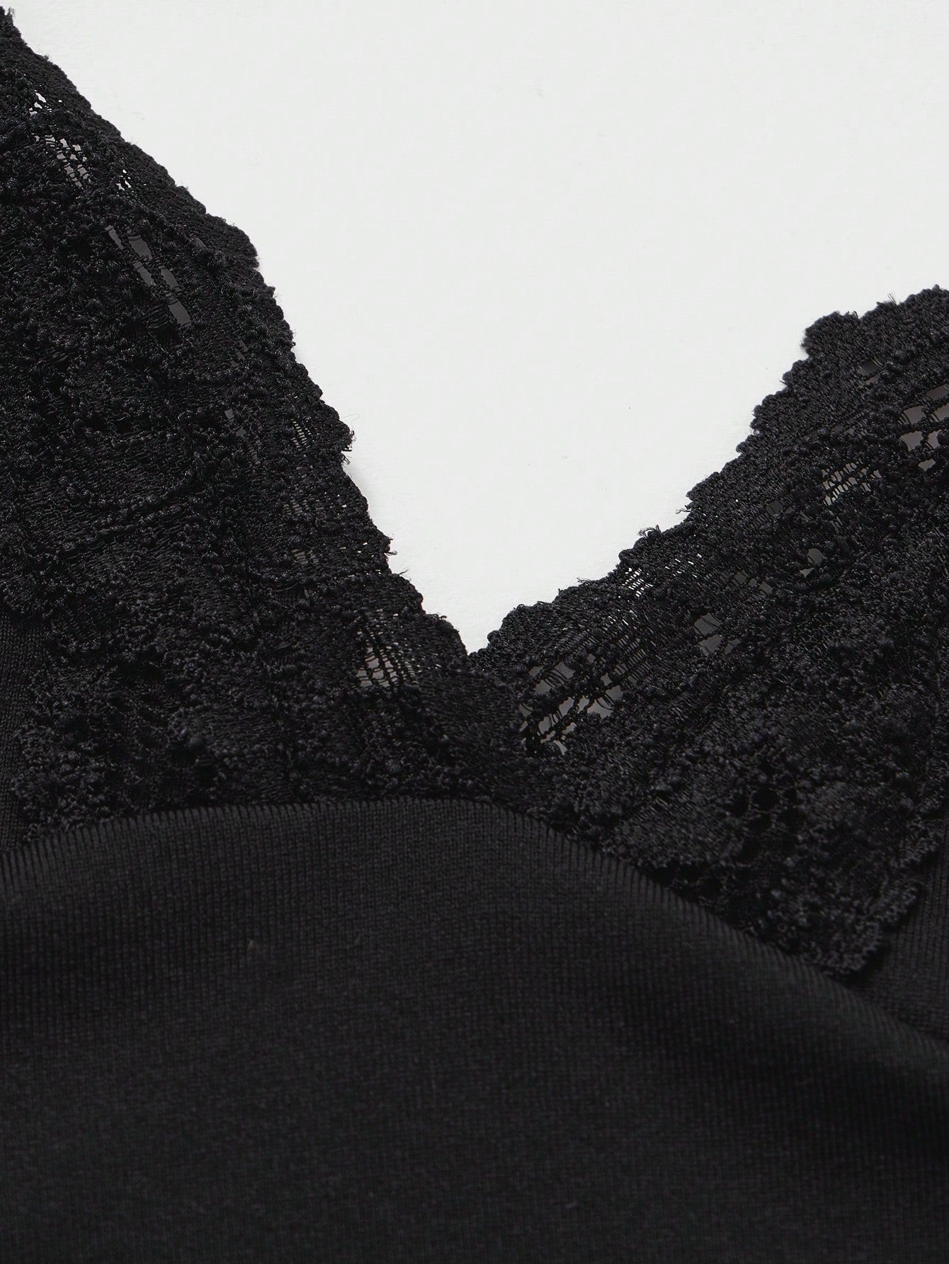 Deep V-Neck Lace-Trim Sexy Camisole-Black