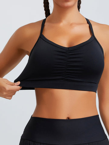 Ruched Racerback Workout Sports Bra