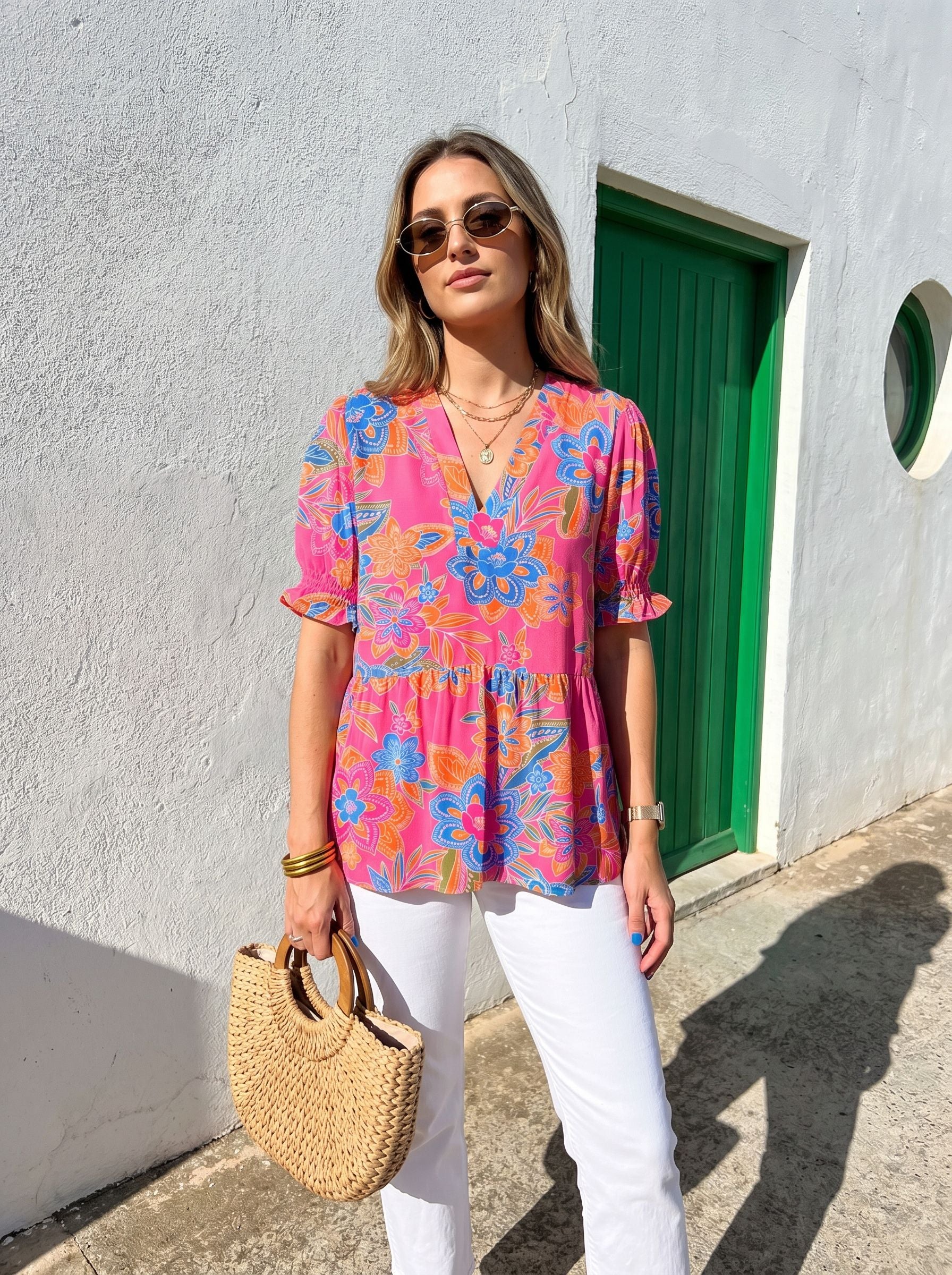 Floral Print Puff Sleeve Blouse