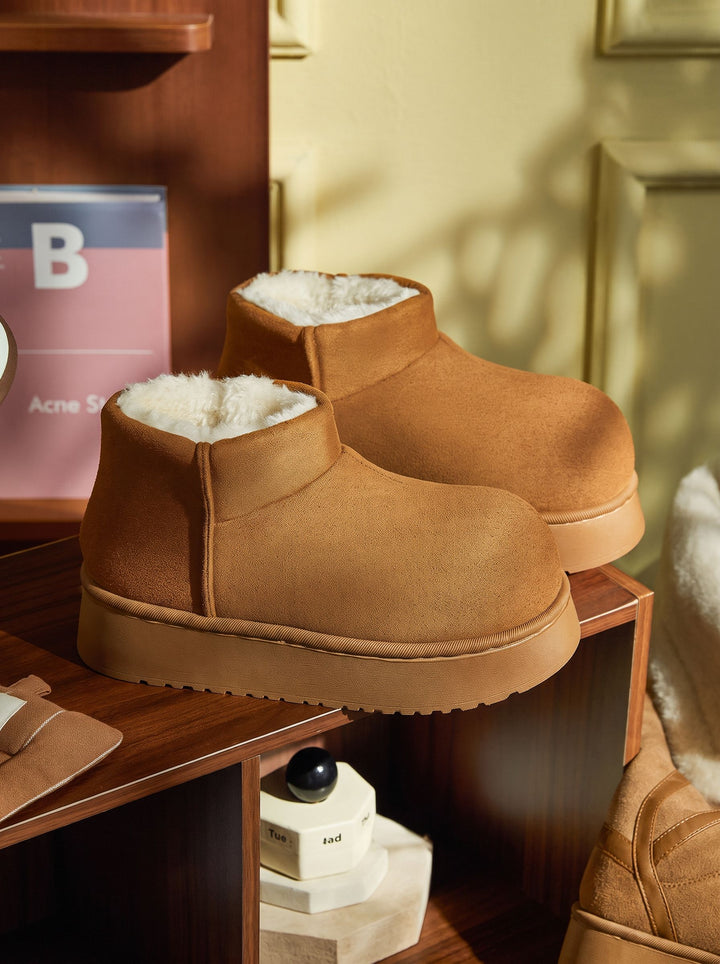 Cozy Faux Fur Platform Ankle Boots