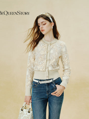 Elegant Floral Lace Knit Cardigan