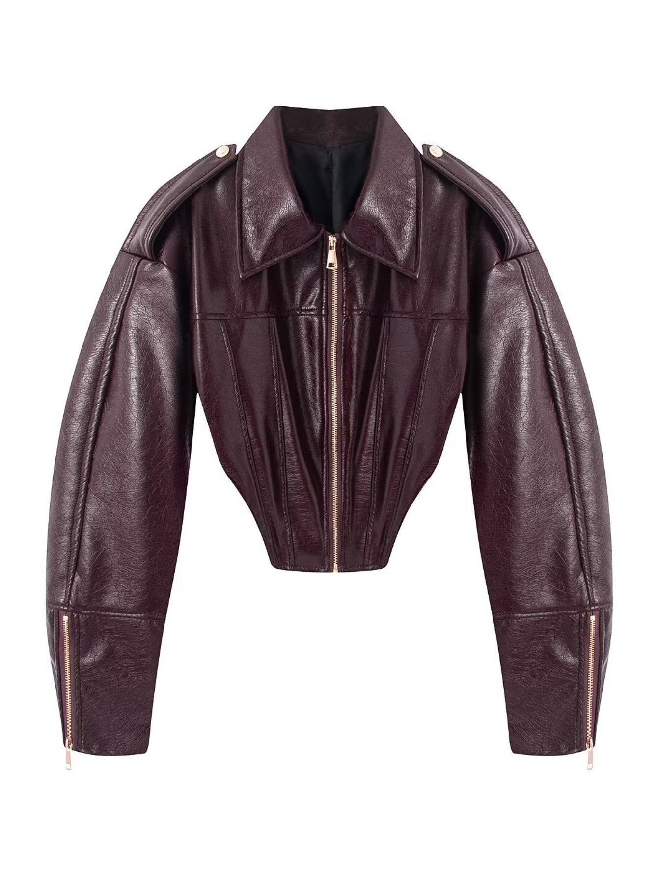 Cropped Faux Leather Corset Jacket