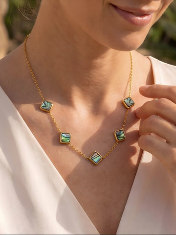 Waterproof Abalone Shell Gold Necklace