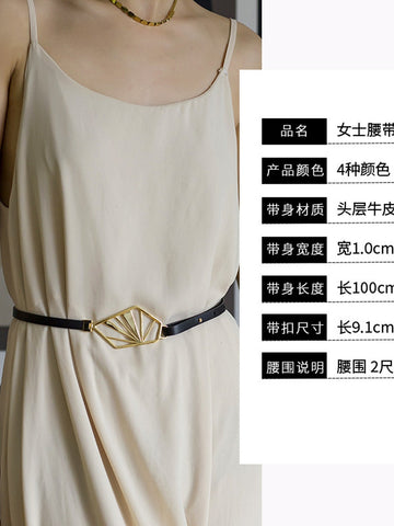 Elegant Gold Geometric Skinny Belt