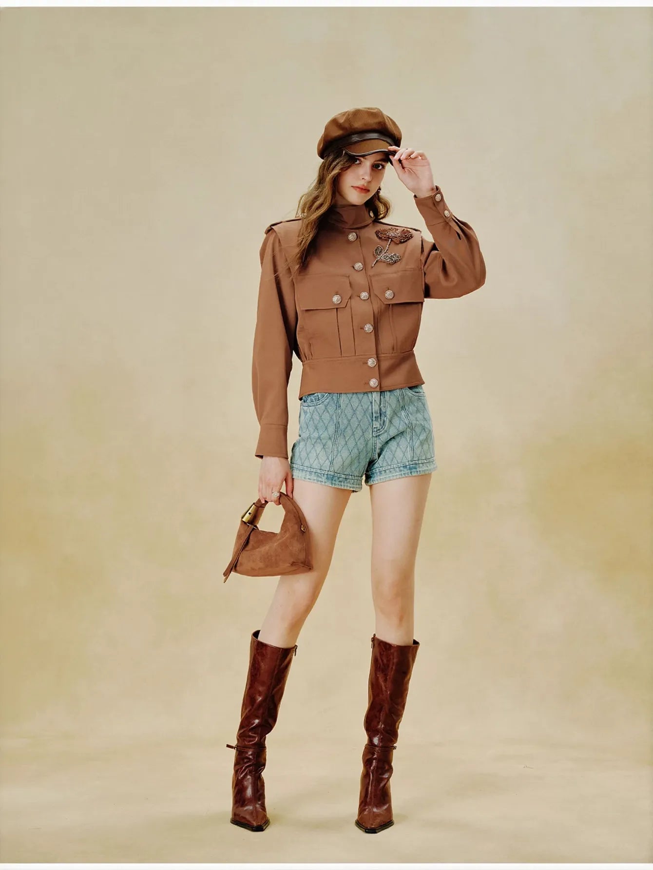 Embellished Floral Military Style Jacket