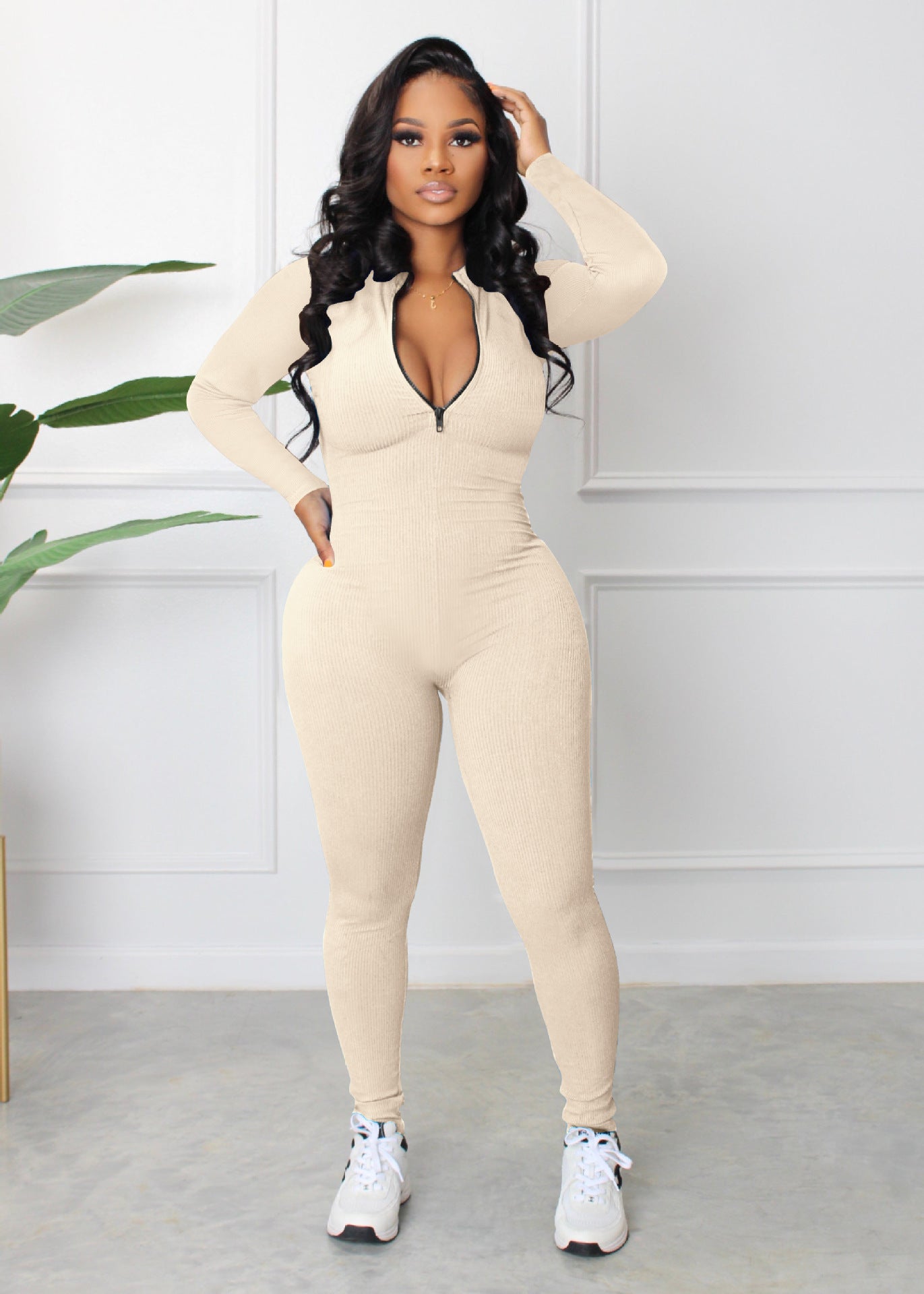 Slim Fit Zip Up Jumpsuit