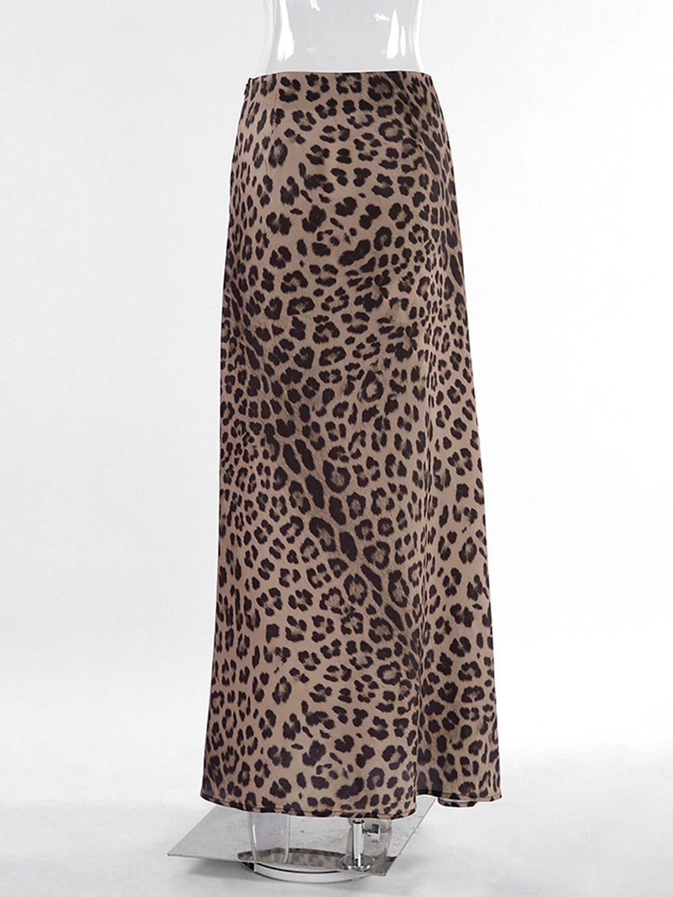 Sleek Leopard Print Satin Maxi Skirt
