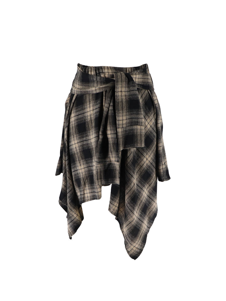 Plaid Tie Waist Mini Skirt