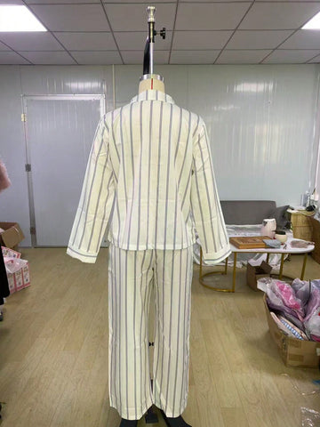 Soft Striped Satin Pajama Lounge Set