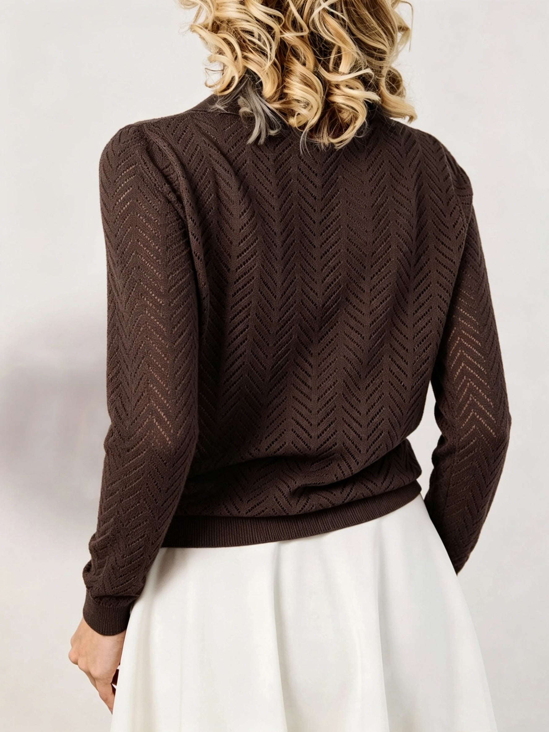 Textured Knit Collared Pullover Sweater