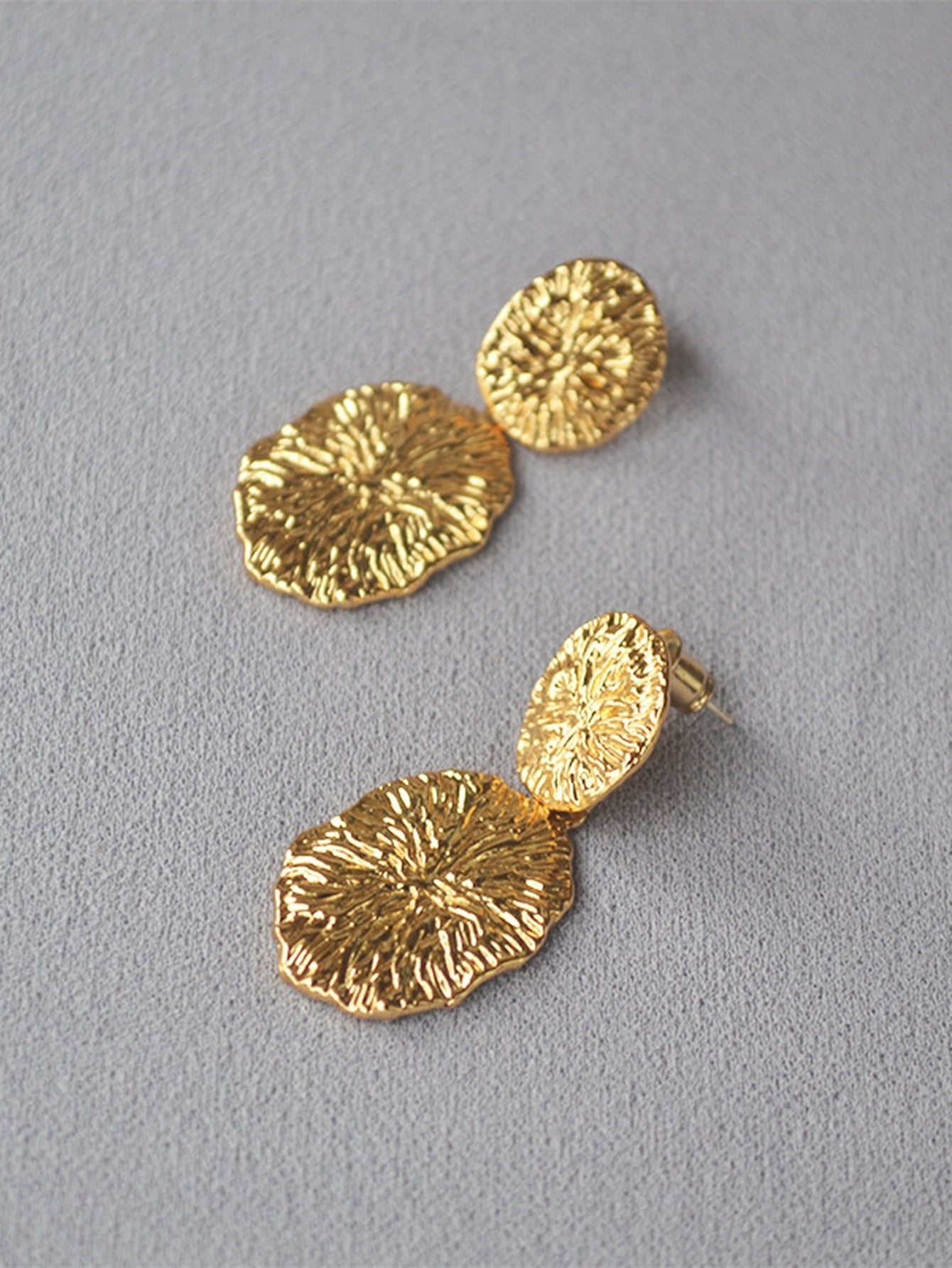 Textured Gold Statement Drop Earrings
