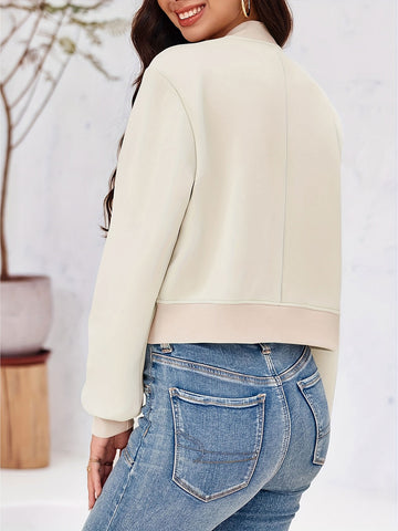 Cropped Faux Leather Bomber Jacket