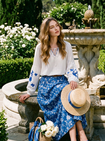 Embroidered Loose Fit Blouse