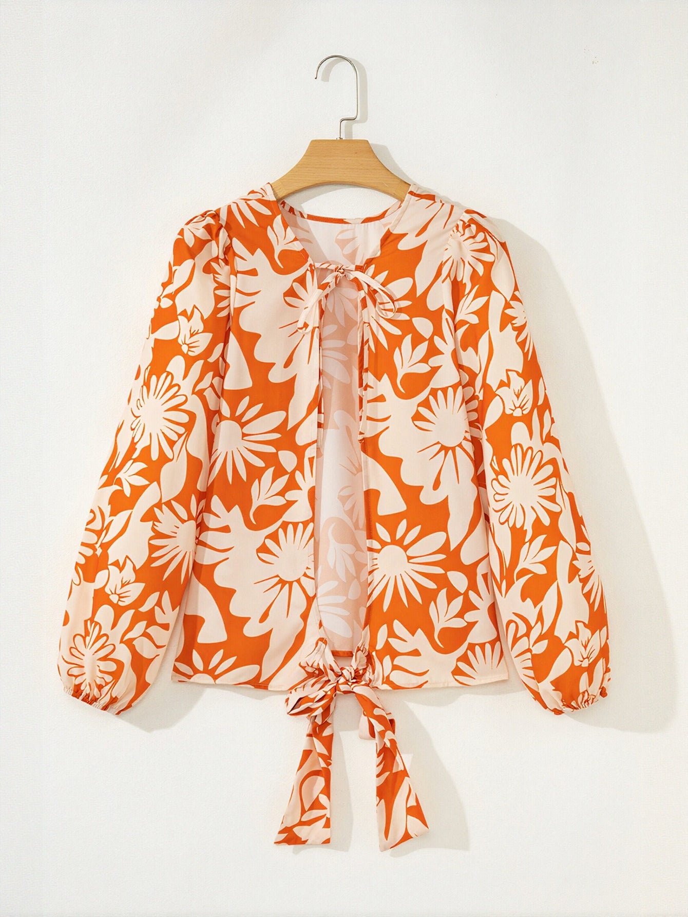 Floral Print Long Sleeve Chiffon Blouse