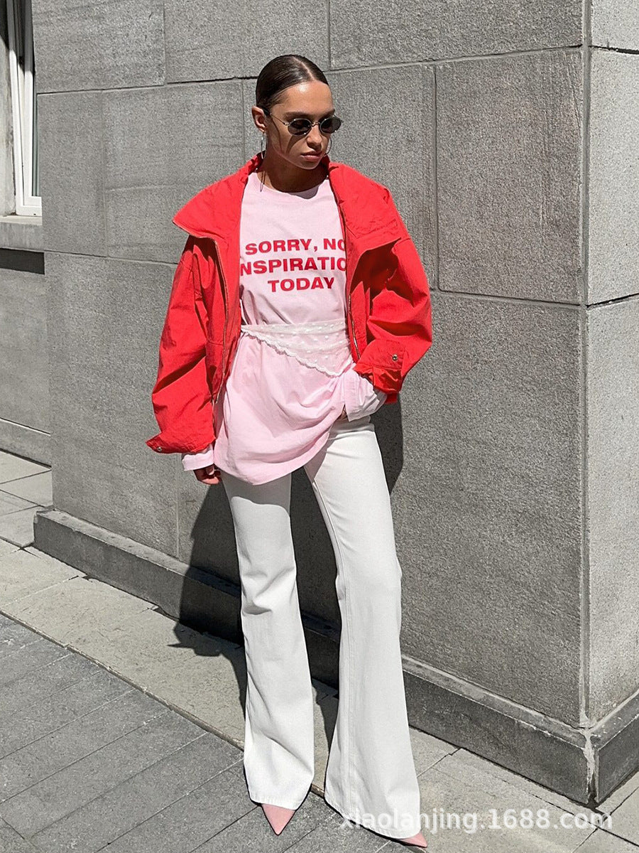 Oversized Stand Collar Cropped Jacket