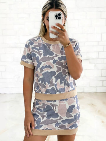 Comfy Camo Print Skirt Set