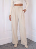 High Waisted Pleated Wide Leg Trousers