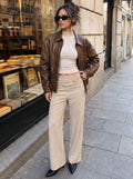 High Waist Ruched Wide Leg Pants