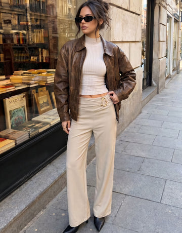 High Waist Ruched Wide Leg Pants