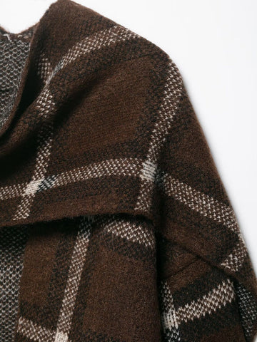 Cozy Plaid Oversized Knit Cardigan