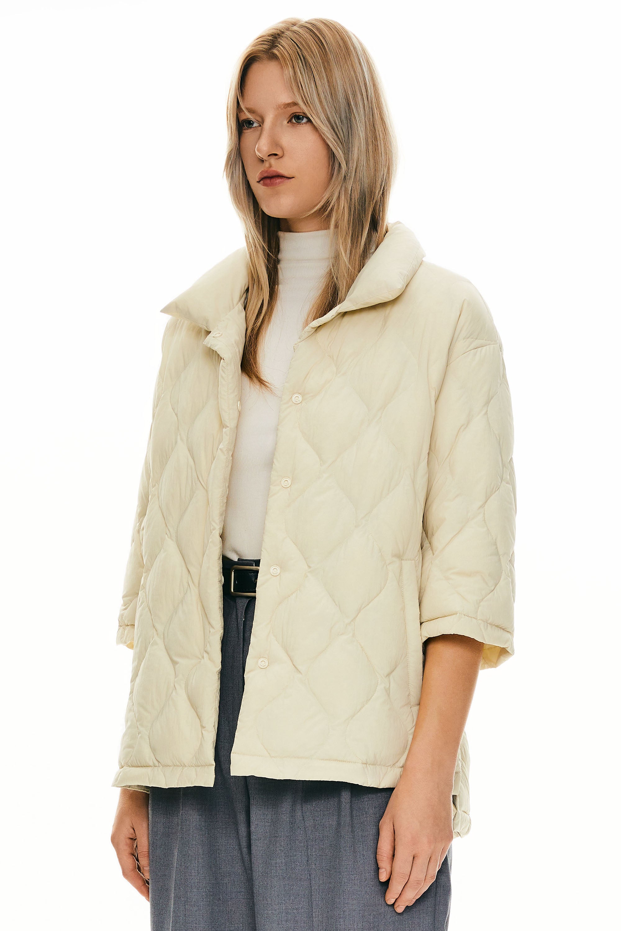 Quilted Button Up Padded Jacket