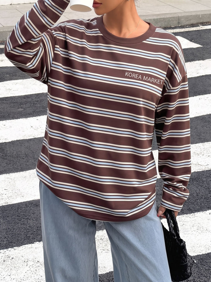 Oversized Striped Long Sleeve T Shirt