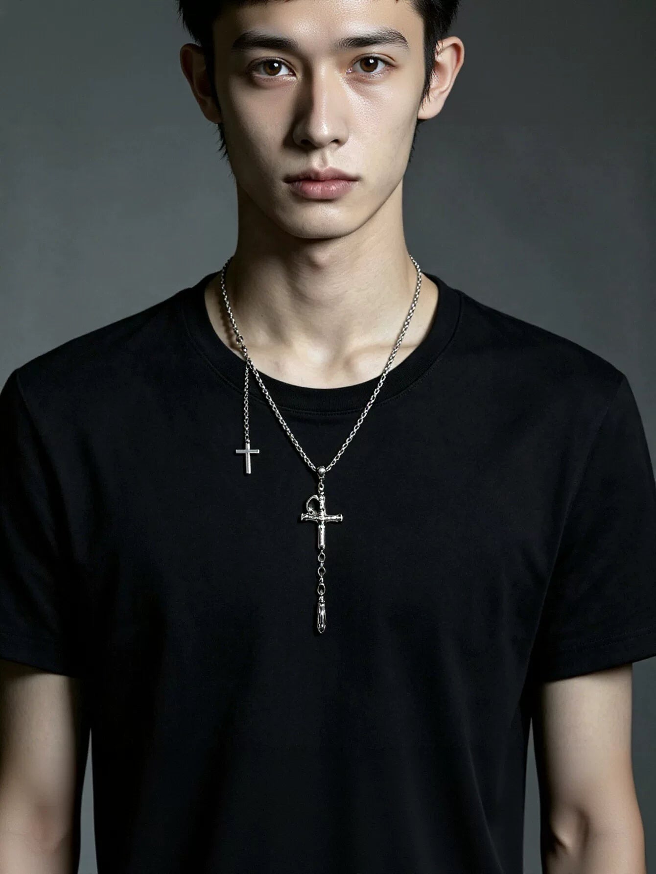 Gothic Dagger Cross Layered Necklace