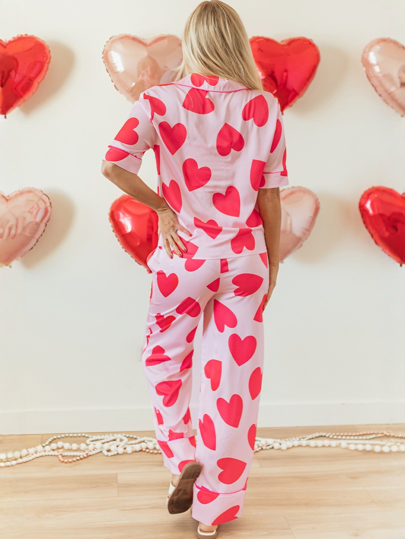 Heart Print Pants Pajama Set