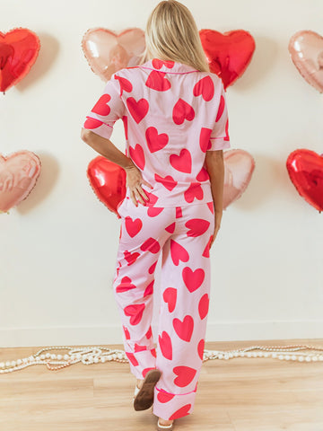 Heart Print Pants Pajama Set