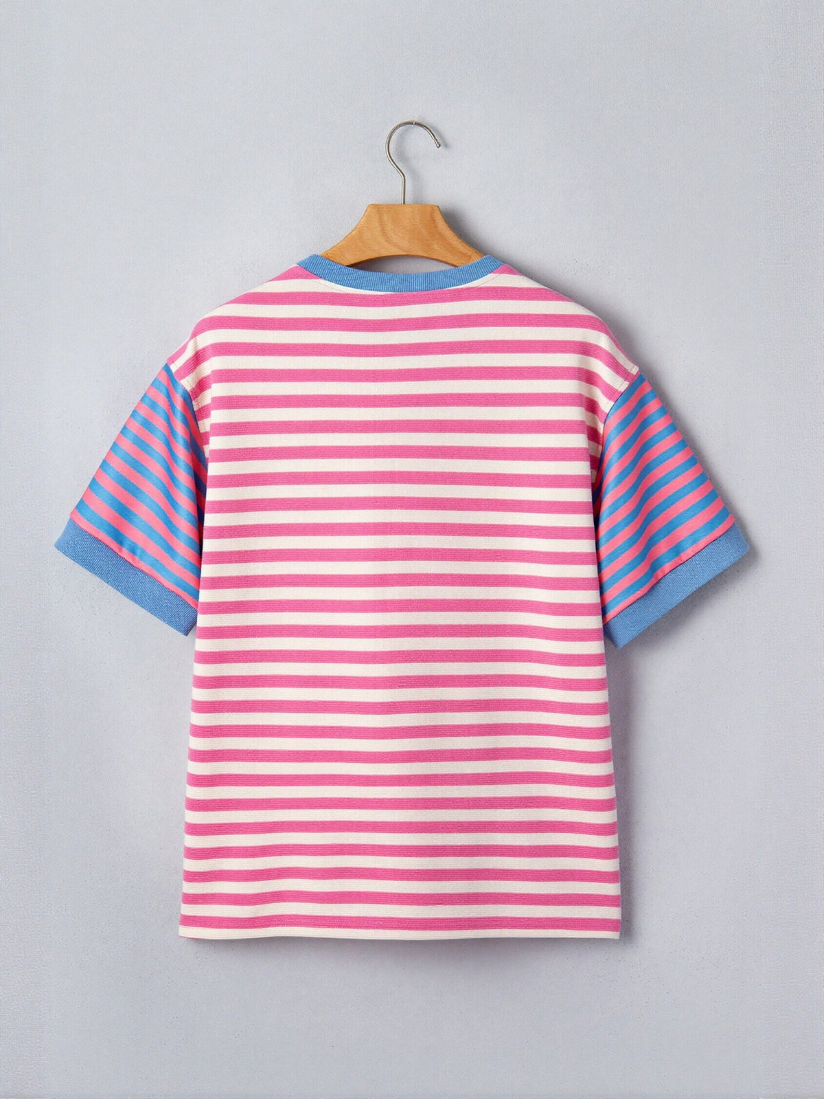 Casual Striped Contrast Trim T Shirt