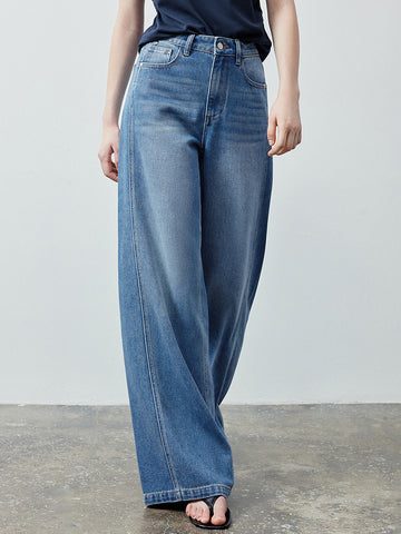 High Waisted Seamed Wide Leg Jeans