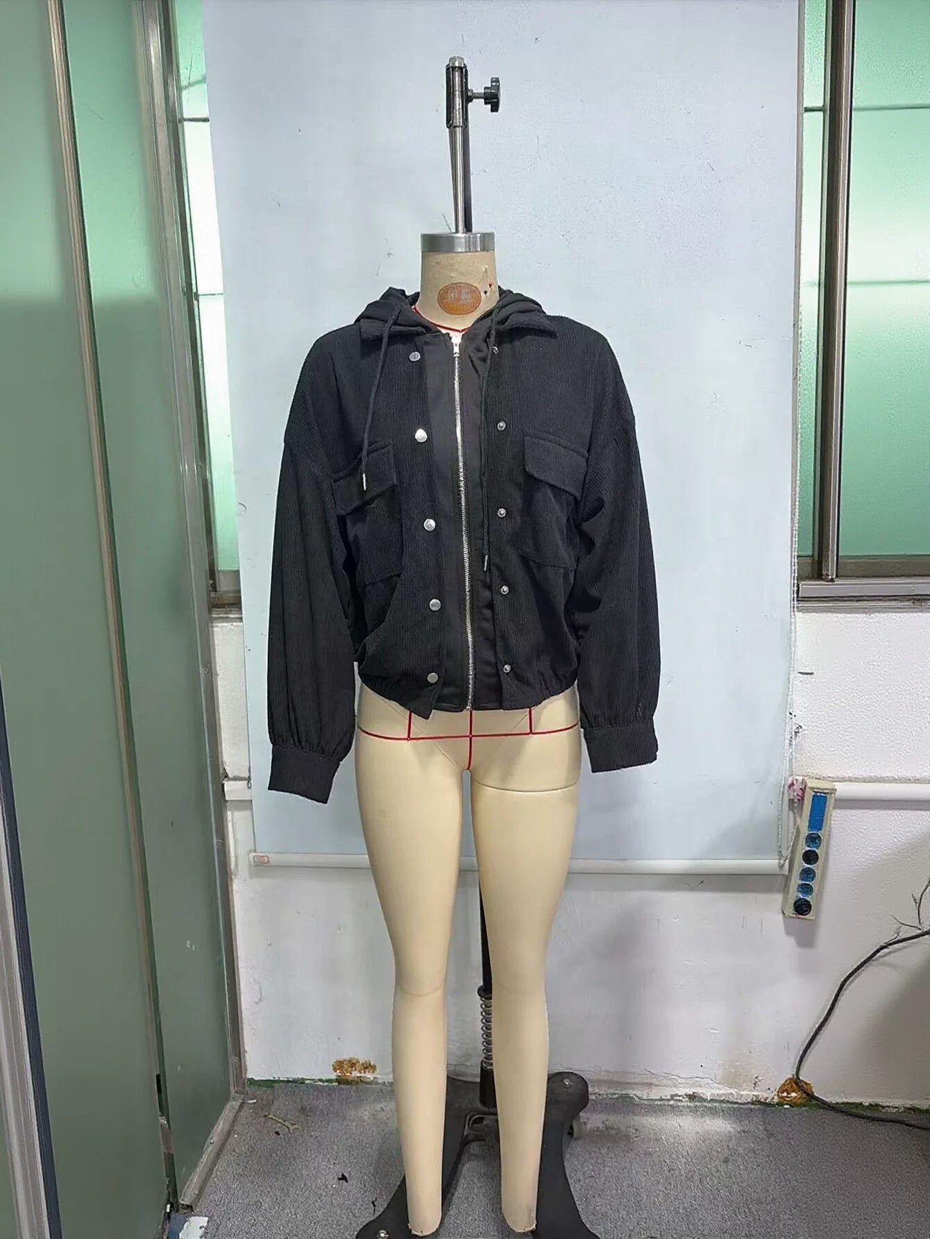 Oversized Corduroy Hooded Utility Jacket
