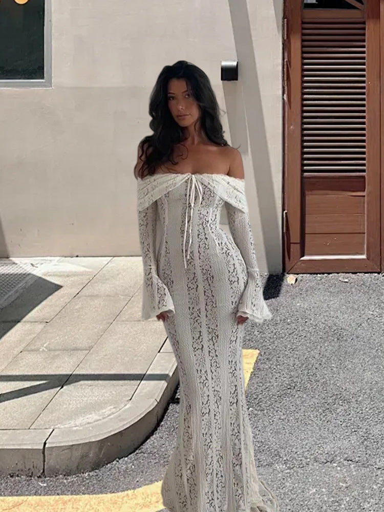 Off The Shoulder Lace Mini Dress