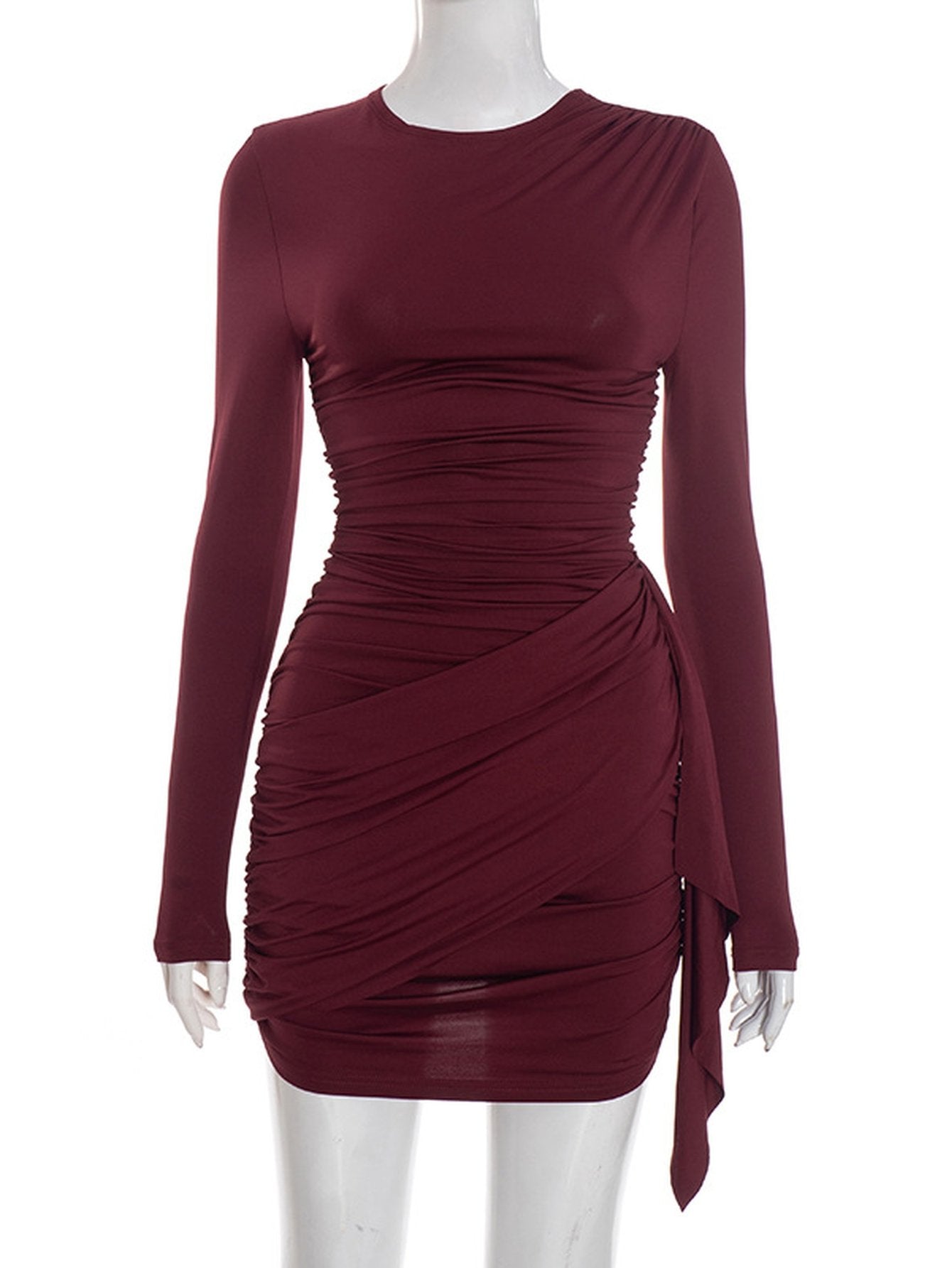 Ruched Bodycon Long Sleeve Mini Dress