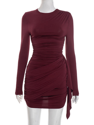 Ruched Bodycon Long Sleeve Mini Dress