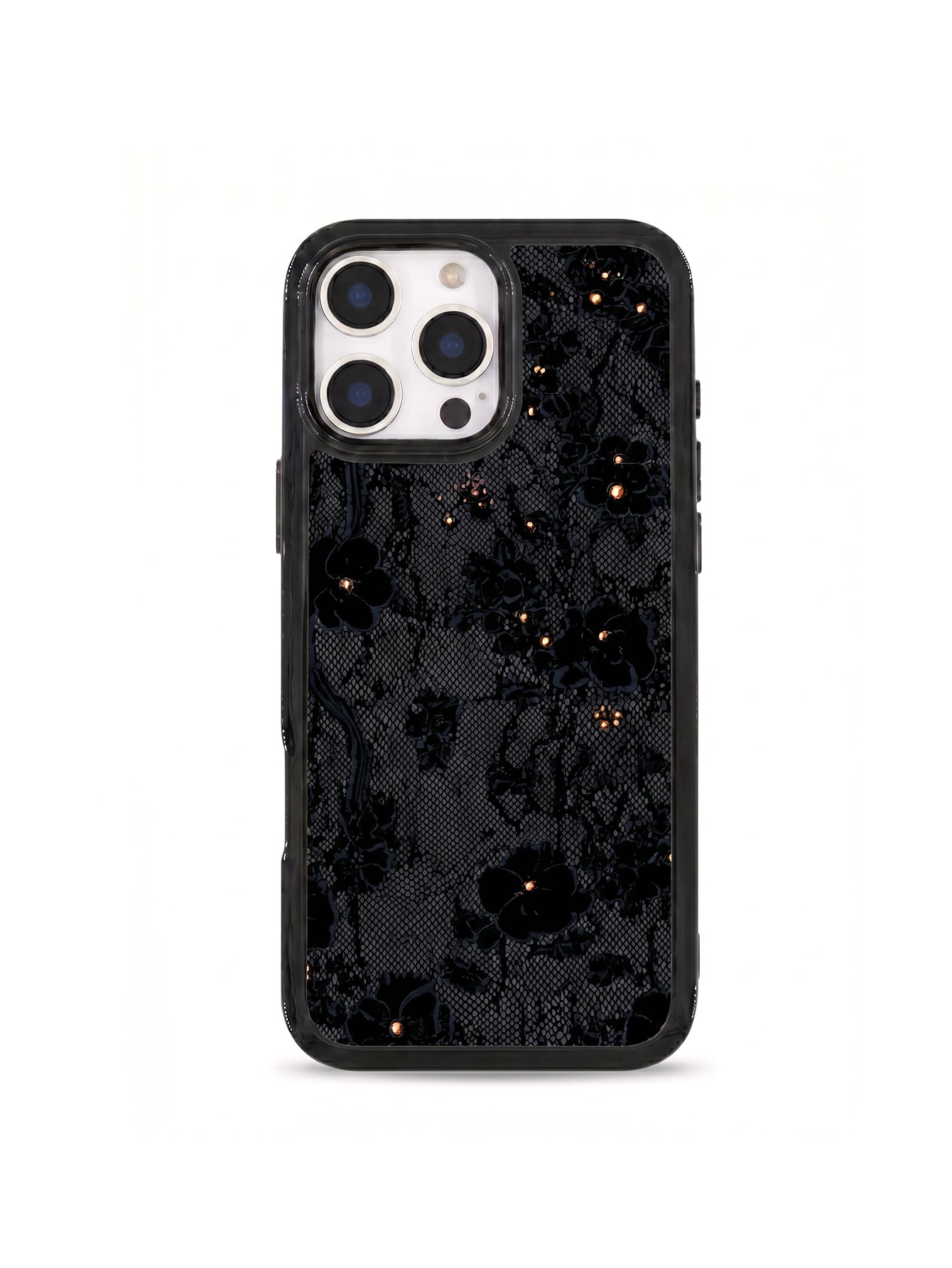 Black Lace Floral Clear Phone Case