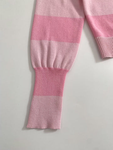 Cute Striped Collared Knit Cardigan