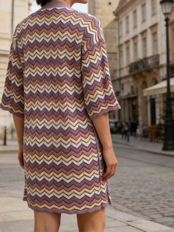 Boho Chevron Open Front Cardigan