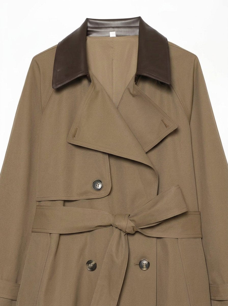 Cropped Belted Trench Coat Jacket