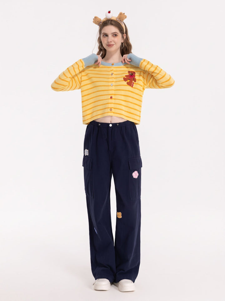 Graphic Patch High Waisted Cargo Pants