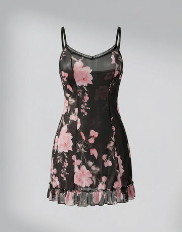Sheer Floral Lace Sexy Nightgown