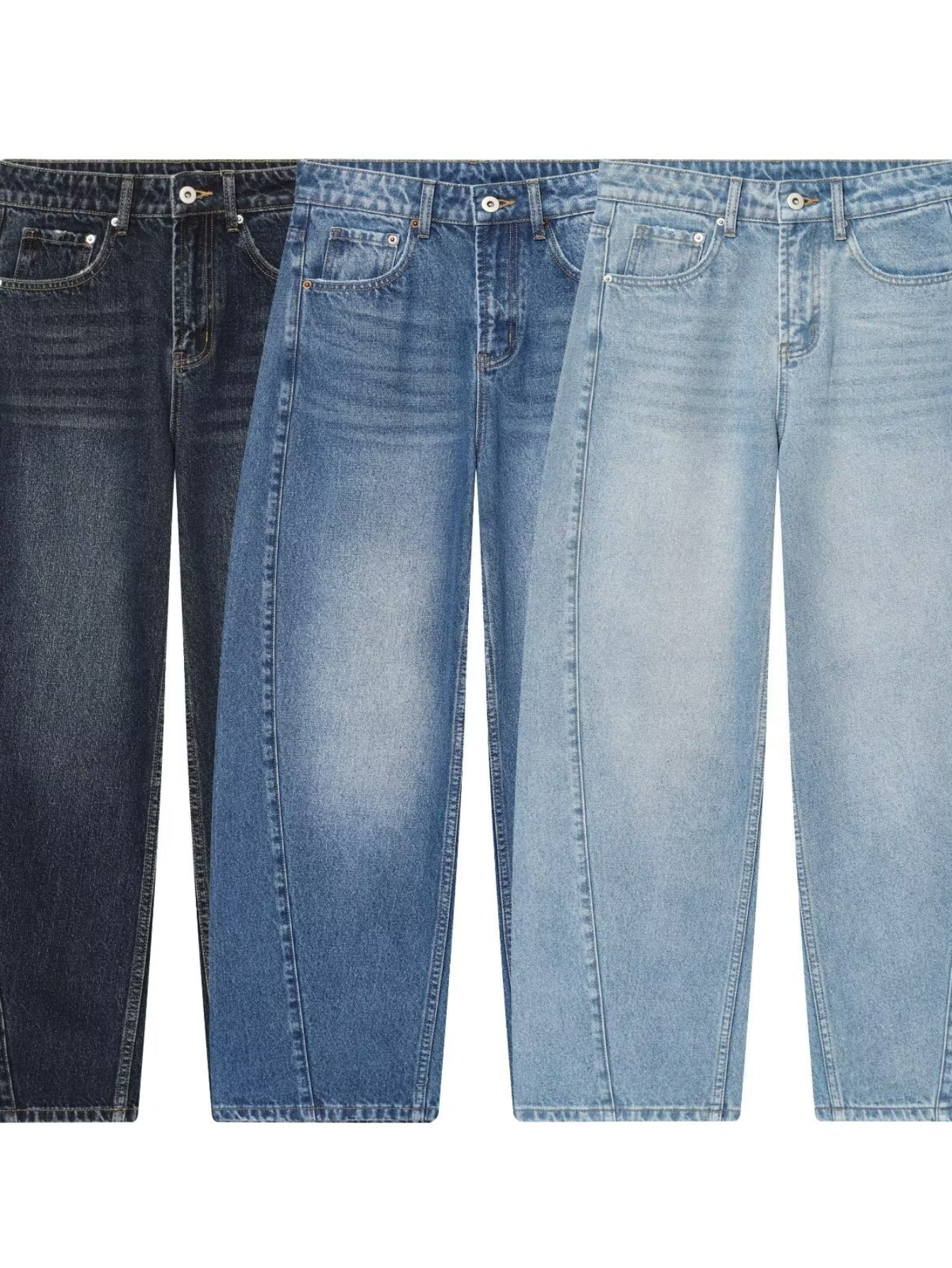 High Waisted Curved Seam Jeans