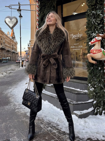 Luxurious Belted Faux Fur Coat
