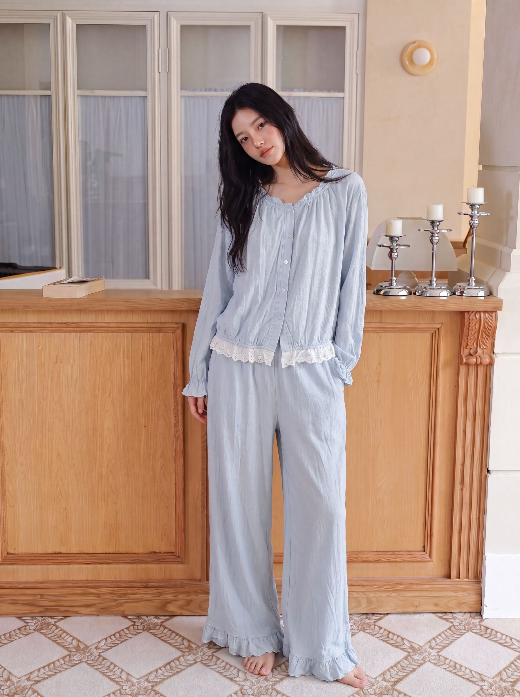 Soft Lace Trimmed Pajama Set